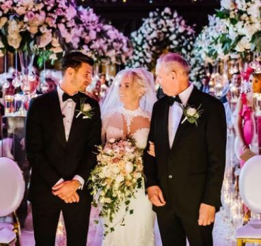 Jessica Unsworth with her father and husband Aaron Cresswell.